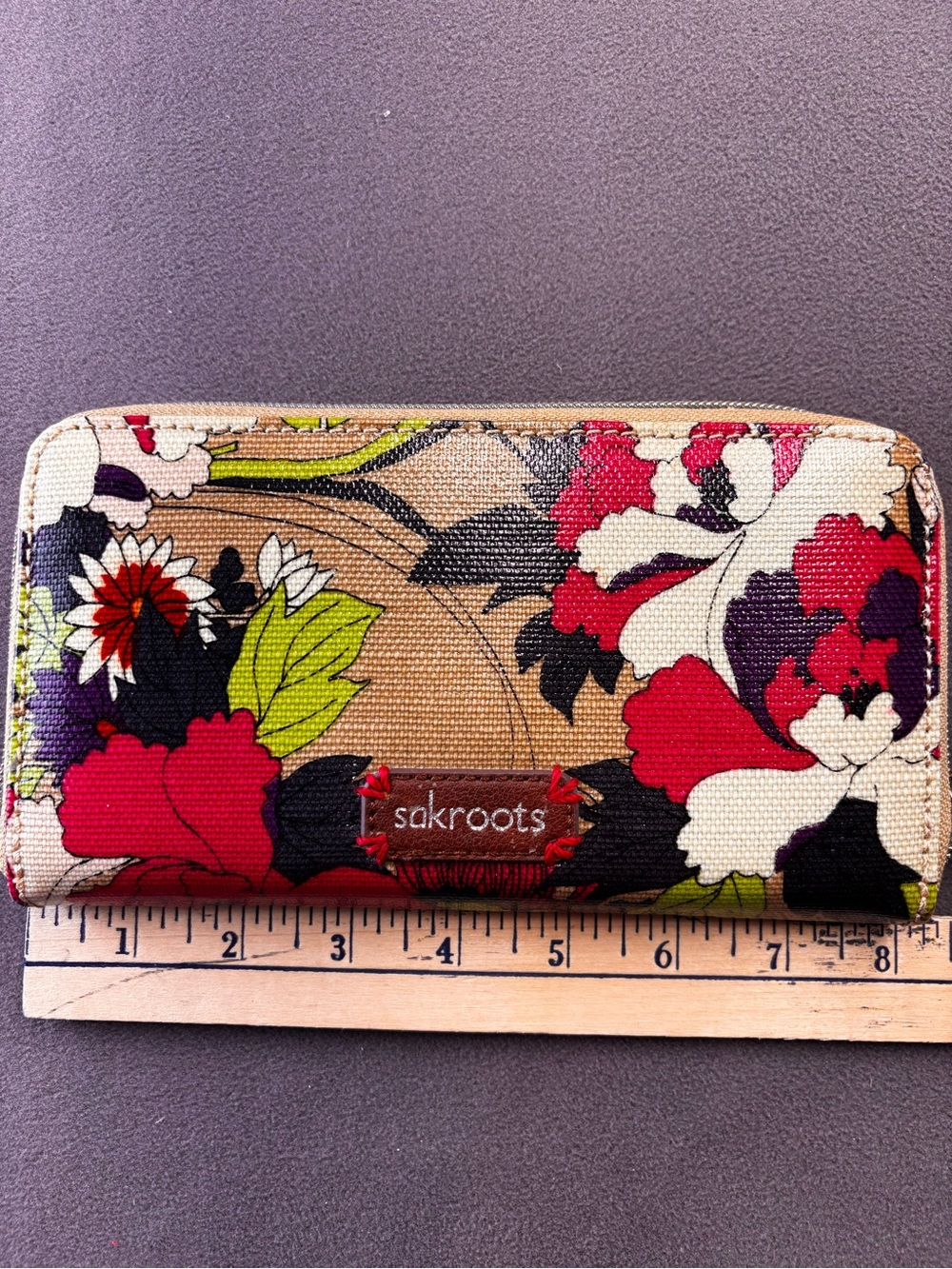 Sakroots Peace Boho Zip Around Coated Canvas Wallet
